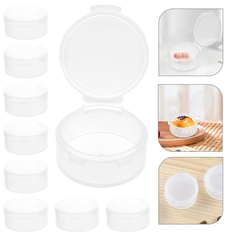 HEALLILY 10pcs Small Pill Case Clear Round Plastic Storage Containers