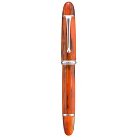 Asvine Pluma estilográfica V800 – Sistema de llenado al vacío con gran capacidad de tinta, punta lisa número 8 extra fina con caja de regalo y llave inglesa, ámbar