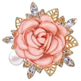 Vintage Women Rose Flower Brooch Pin Handmade Rhinestone Brooch Crystal Pearl Flower Brooches Pins Suit Accessories for Women Men Wedding Party Gentleman's Essentials - Pink