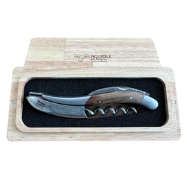 Laguiole En Aubrac Sommelier Waiter's Corkscrew, Walnut Handle, Wine Opener With Foil Cutter & Bottle Opener, Stainless Steel Brushed Bolsters