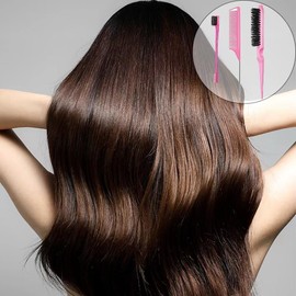 3-Piece Hair Comb, Double Edge Comb, Rat Tail Comb, Bristle Haircut Hair Comb, Hairdresser Comb Hair Brush, for Hairdresser, Home (Pink)