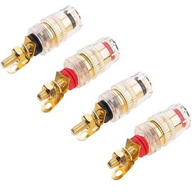 4 Pcs Audio Speaker Terminal Connectors, 4mm Banana Jack Adapter Binding Post Amplifier Speaker Terminal in-Wall Plate (2 Red + 2 Black)