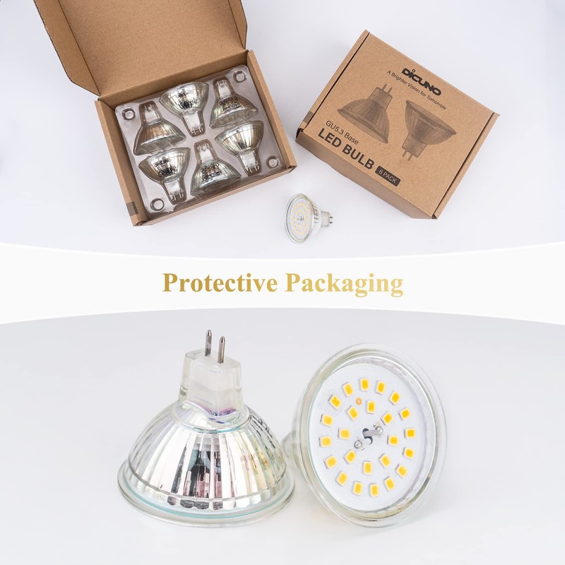 DiCUNO MR16 LED Bulbs Dimmable 50W Halogen Replacement 12V AC/DC