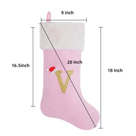 AUAWMLK - Calcetín de Navidad bordado de 20 pulgadas, terciopelo rosa grueso y lujoso con puño de felpa súper suave, decoración personalizada para fiestas de Navidad y Año Nuevo (letra R)