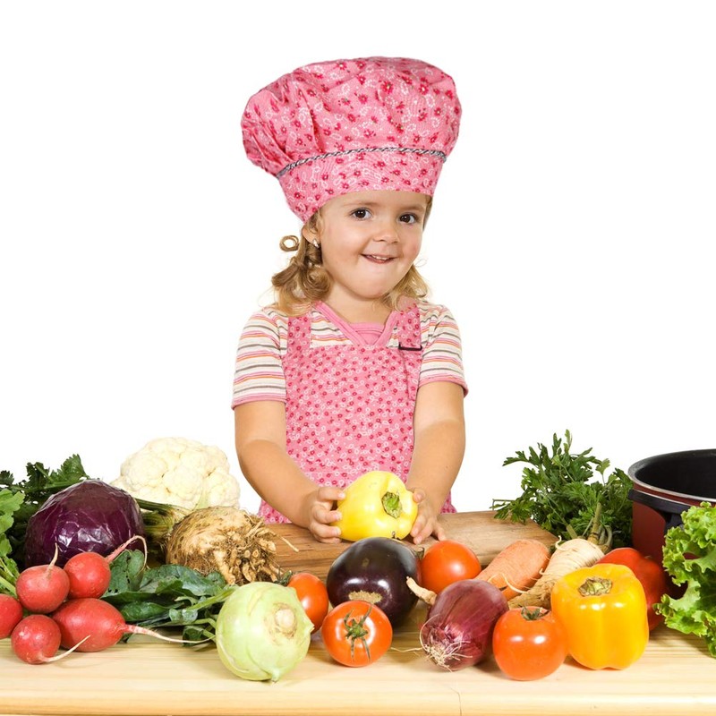 CRJHNS Kids Apron and Chef Hat Set, Adjustable Cotton Child