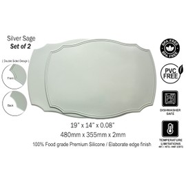 Rommy & Co. Premium Silicone Placemats, Set of 2 (Silver Sage)