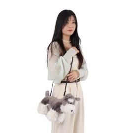 Apricot Lamb Schnauzer Dog Animal Shoulder Bag Crossbody Plush Purse for Adults and Teen Girls Boys, Stuffed Animal Shoulder Bag, Kids and Adults Fashion Handbags, 11.9 Inches