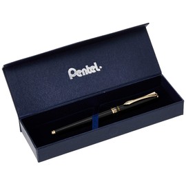 Pentel Sterling Fountain Pen Obsidian Barrel with Gift Box, Black
