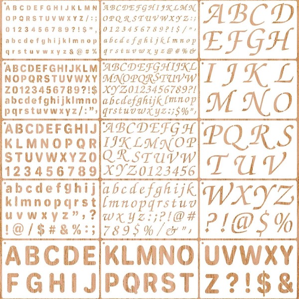 1/2, 3/4, 1, 2 Inch Letter Stencils for Painting, 15