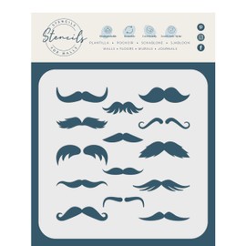 Mustache Stencil, 4.5 x 4.5 inch - Mixed Media Shapes 12 Moustache Facial Hair