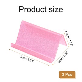 sourcing map 3pcs Business Card Holder for Desk, Acrylic Bling Business Name Card Organizer Desktop Card Rack Display Stand for Office Exhibition Meeting Home, Pink