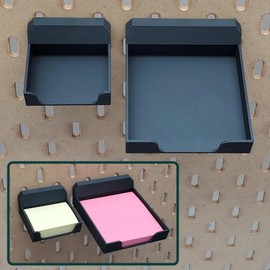 'Just Hanging' Storage Hooks Compatible with IKEA SKADIS Pegboard, Compatible with Post-its – Set of 2 Pegboard Hooks for 3x3 & 2x1.5 Sticky Notes – Home Office & Craft Room Organizer (Matte Black)