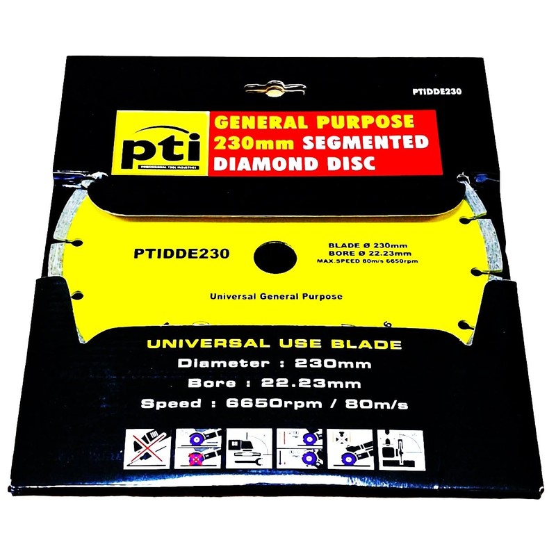 230mm, 9" Diamond Cutting Disc, PTI Angle Grinder Discs Metal