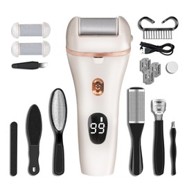 Meyluth Electric Callus Remover for Feet, 17-in-1 Professional Pedicure Tools Foot Care Kit, Foot Scrubber Electric Foot File Pedi for Hard Cracked Dry Dead Skin, 3 Rollers, 2 Speed, Battery Display