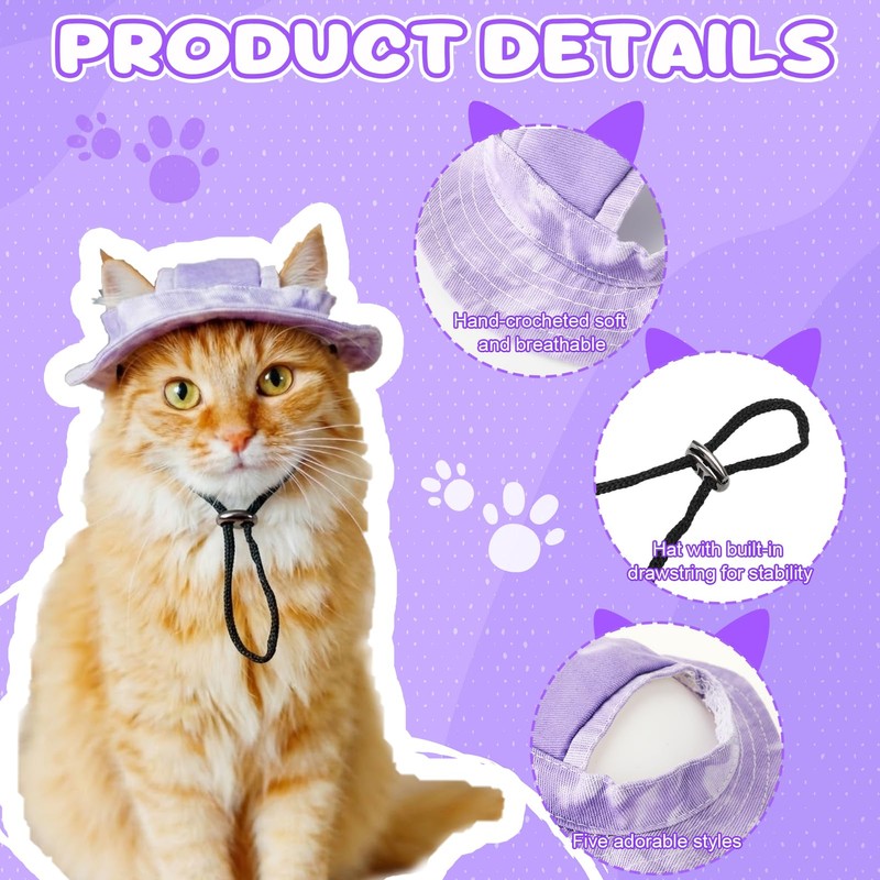 Zhamate 4 Pcs Cat Hats for Cats Only, Cat Sun
