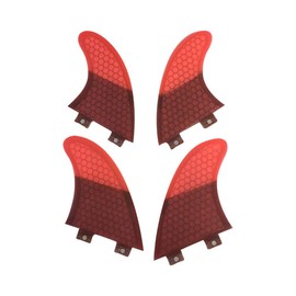 UPSURF Surfboard Fins Double Tabs K2.1 Size, Set of 4, Surfing Carbon (Red)
