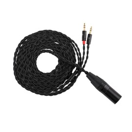 LINSOUL Tripowin Nova Over-Ear Headphone Cable, 4 Core Silver Foil/OCC Hybrid Upgrade Cable, 2M, Dual 3.5 to 4.4mm/3.5mm/XLR Connector, for Musicians & Audiophiles (XLR, Black)