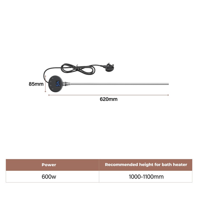 ELEGANT 600W Smart Thermostatic Towel Rail Electric Heating Element with