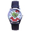 Grinch Christmas Villain Character Black Leather Band Wrist Watch