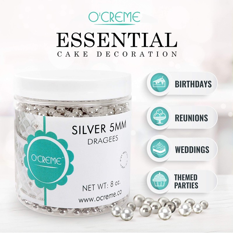 O'Creme Silver Dragees (6mm, 11 Lbs)