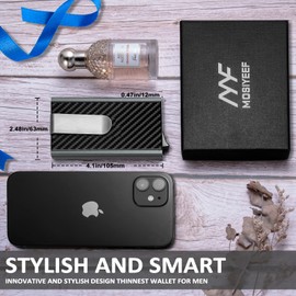 MOSIYEEF Minimalist Wallet for Men - RFID Blocking Card Wallet with Money Clip, Space Grey, Aluminum