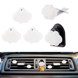 OLYCRAFT 5Pcs White Cloud Air Vent Clips with 1pc Self Adhesive Air Vent Clip Car Perfume Clips Fresheners Air Vent Clips Car Diffuser Vent Clips Car Air Vent Clips for Women Car Air Vent Accessory
