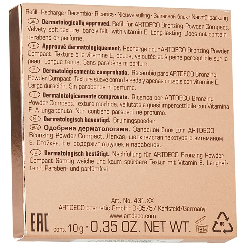 ARTDECO Bronzing Powder Compact Long-Lasting Refill - Bronzer Powder Refill