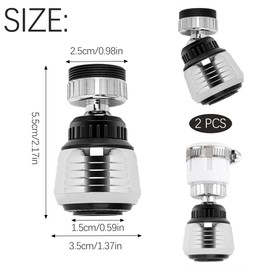Pack of 2 Tap Strainer, 360° Tap Attachment Swivel, Aerator, Rotatable with Adapters, for Kitchen and Bathroom (2 Modes)