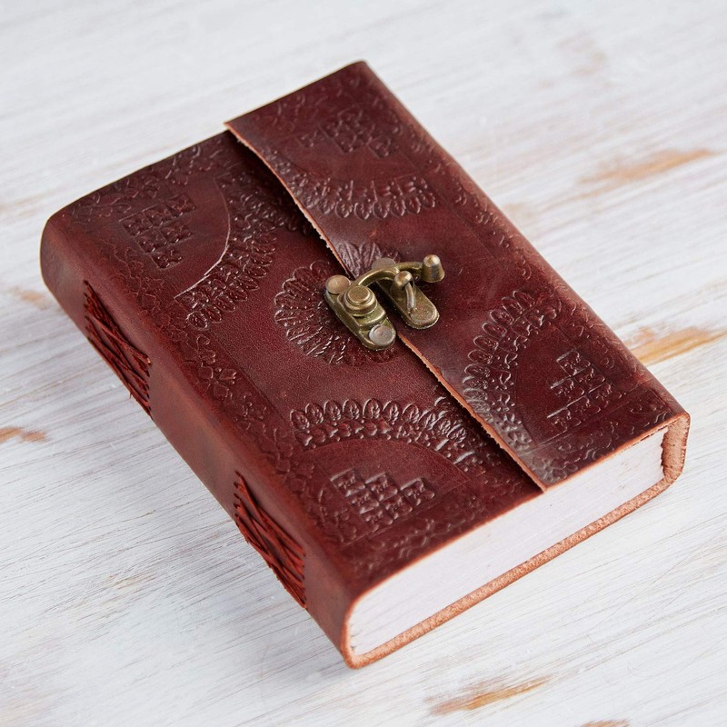 Indra Medium Embossed Leather Journal with Clasp 110 x 160