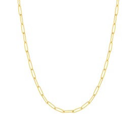 FOCALOOK Women's Stainless Steel Gold Plated 3mm Trombone Necklace - Length 35cm/40cm/45cm/50cm/55cm/60cm, No Gemstone
