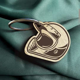 Biker Geschenk - Motorradhelm Schlüsselanhänger handgemacht aus Holz, Glücksbringer, Motorradfahrer Geschenk, Geschenk Motorradführerschein, Geschenke Motorrad, fahr vorsichtig