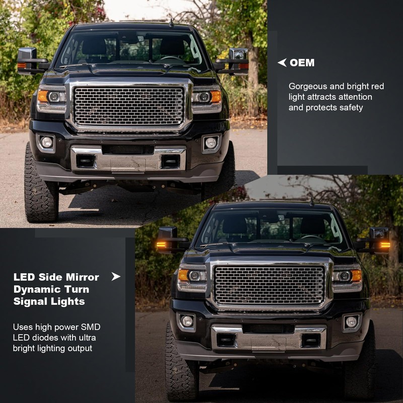 HTZCMOTO LED Side Mirror Turn Signal Light Compatible with Silverado/Sierra