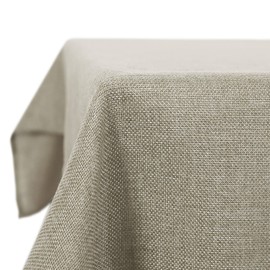 Deconovo Tablecloth Plain Wipeable Table Cover Faux Linen Tablecloth for Card Table 51x51in(130x130cm) Linen