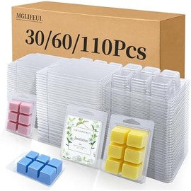 Wax Melt Container Clamshell Packaging Mold Box Stand for Plastic Clear Empty Wax Candle Melt Tart Packaging Cube Container Clamshell Mold Holder Organizer Tray Empty Shape Bulk wth Lid