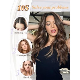 PANEWAY Toppers De Pelo Para Mujeres 20 Pulgadas De Largo Ondulado Pelo Rizado Toppper Clip En Pelucas Sintéticas Piezas De Pelo Para Mujeres Marrón