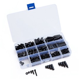 M3 Nylon Screw Nut 320 Piece Set Hex Spacer Screw Set Standoffs M3 Hex Hex Head Hex Bolt Nut Kit for PCB Fixing Machinery Repair Precision Machinery with Storage Case Black (M3)