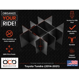 Vehicle OCD - Center Console Divider and Tray Organizer for Toyota Tundra (2014-2021) - Made in USA - SLX502