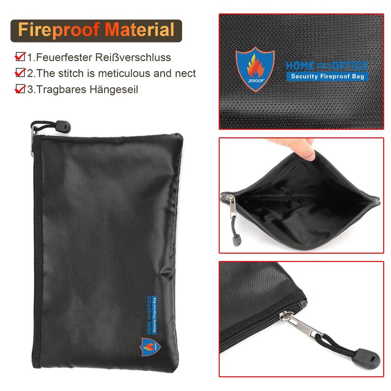 Pack of 2 Fireproof Bag 29 x 20 cm, Waterproof