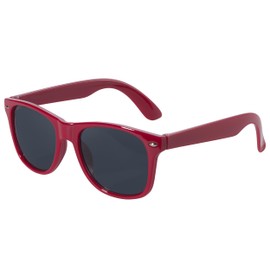 Kids Sunglasses with UV400 Protection - Lightweight, Flexible Frames - Shatterproof (Gloss Red, Smoke)