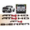GMC 4PCS Gloss Black Red AT4 HD Emblems Sierra Letters