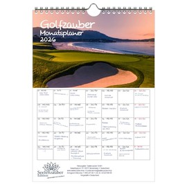 Golfzauber Planner DIN A4 Calendar for 2026 Golf and Golf - Gift Set Contents: 1 x Calendar, 1 x Christmas Pendant (Total 2 Pieces)