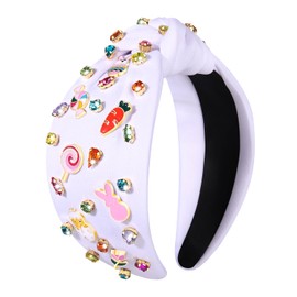 MOLOCH Easter Headband for Women Spring Holiday Headbands Enamel Cute Easter Eggs Headband Bunny Carrot Rabbit Hairabnd Jeweled Crystal Knotted Headband Easter Headwear Spring Party Decor Gifts