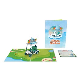 iGifts And Cards Hole-in-One Golf Cart 3D Pop Up Card, 6"x8", Includes Notecard and Envelope, Fun Sports-Themed Greeting for Birthdays, Golf Lovers, and Outdoor Party Decorations