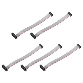 sourcing map 5 Pcs IDC Flat Ribbon Cable, 2.54mm Pitch 13mm Width 15cm Long 10 to 16 Pin FC to FC Flat Ribbon Connector Jumper Wire for PC, LED Displays