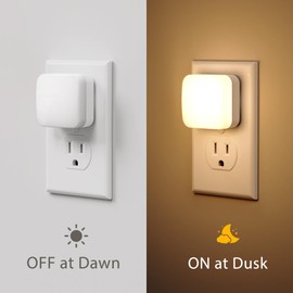 LED Night Lights Plug into Wall, 2 Pack, Nightlight with Light Sensor Dusk to Dawn, 0.3W Square Plug in Night Light for Kids, 3000K Warm White Night Light for Bathroom Bedroom Kitchen