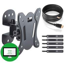 TV Wall Mount for 13-27 Inch (Approx. 33-69 cm) Flat & Curved LCD LED OLED TV & TFT Monitor | Swivelling Tilting | Wall Mount TV Mount | VESA 75x75-100x100 | Black