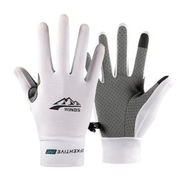 MANJIAMEI Men's Summer Gloves, Thin Gloves, UV Protection, Cooling Sensation, Smartphone Compatible, Sunscreen, UV Protection, Anti-Slip, Breathable, Quick Drying, Lost Prevention, Tied, Bicycle