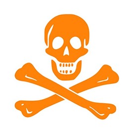 Jolly Roger Edward of England Pirate Sticker - Decal - Die Cut - Orange 5.00" x 5.00"