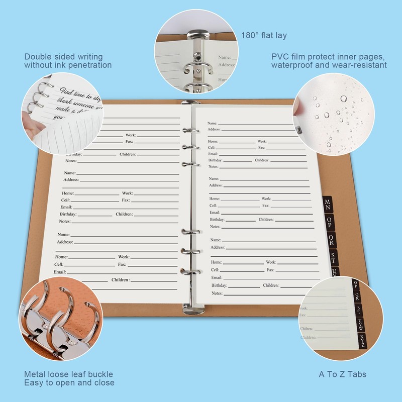 Refillable Address Book with Alphabetical Tabs, w/Pockets, 648 Large Print