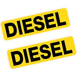 2x Reminder Diesel Fuel Printed Vinyl Stickers BLACK on YELLOW 80mm Car Van Taxi